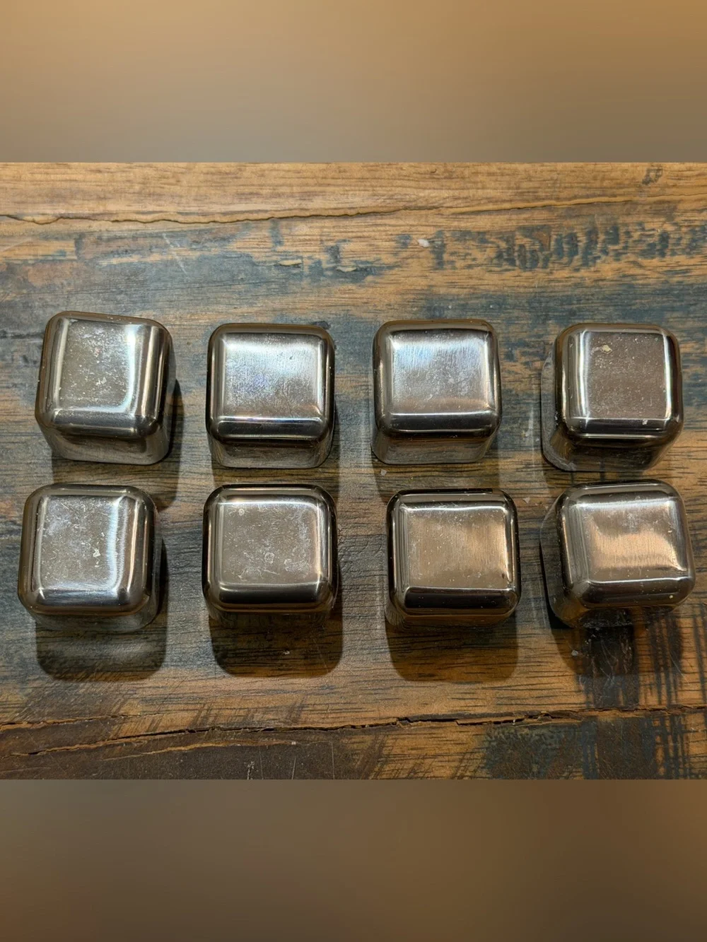 Set of 8 reusable Whiskey Drink Ice Cubes Stainless Steel Stones 1X1